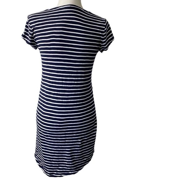 Gap Striped Cotton Tee Shirt Dress Blue White Pocket SZ XS - Picture 2 of 12